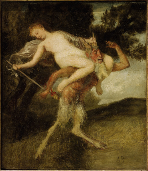 Nymph On Pan's Shoulders, 1874 - by Arnold Böcklin 